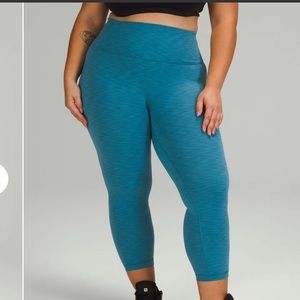 NWOT Lululemon Wunder Train High-Rise Crop 23" - Heathered Capture Blue